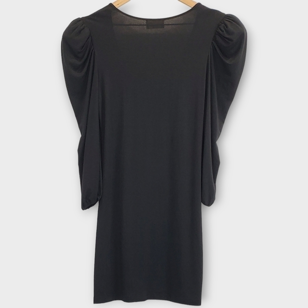 Torn by Ronny Kobo Black Puff Shoulder Mini T Shirt Dress Medium - Picture 6 of 13